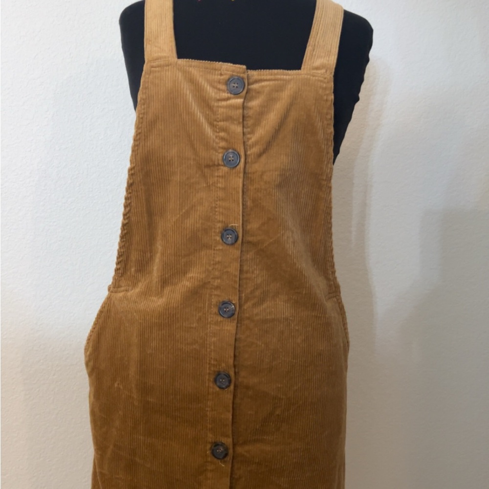 Tan Corduroy Button-Down Dress